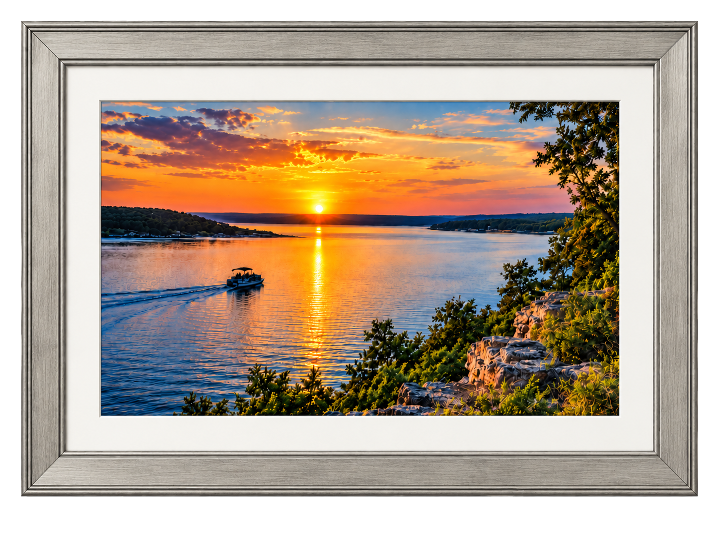 Framed Lake Texoma sunset photograph